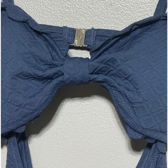 NEW Cupshe Size L Blue One Piece Scallop Trim Swimsuit - Picture 4 of 10